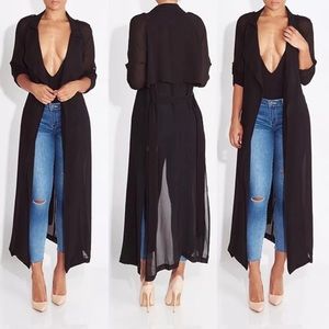 *SOLD* black long mesh duster cardigan wrap